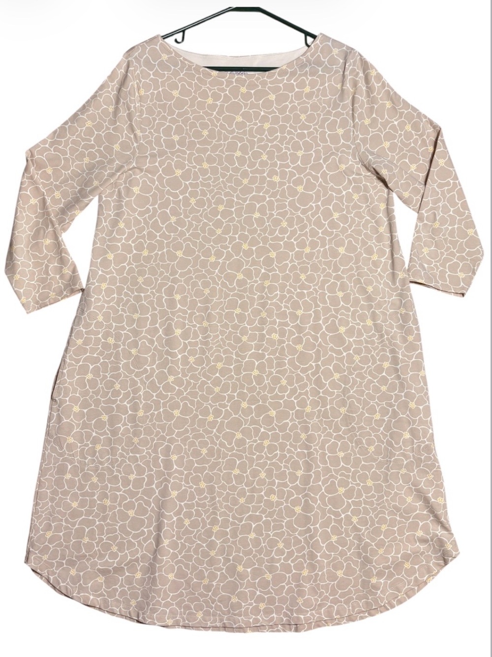 Gudrun Sjoden Theia Organic Cotton Floral Jersey Dress in Natural Sz Large